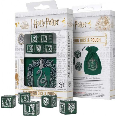 Q Workshop - Set 5 Dadi con Borsa - Harry Potter - Slytherin