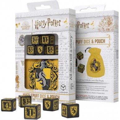 Q Workshop - Set 5 Dadi con Borsa - Harry Potter - Hufflepuff