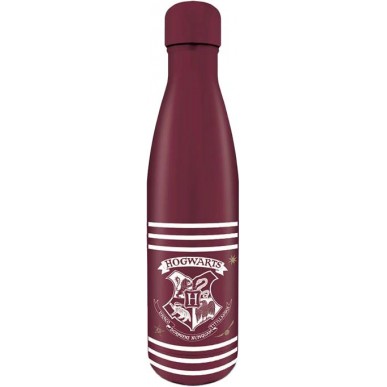 Bottiglia in Metallo - Harry Potter - Hogwarts Stemma e Strisce (540ml)