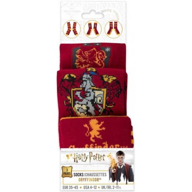 Calzini - Harry Potter - Grifondoro (3 Paia, Misura 35 - 45)