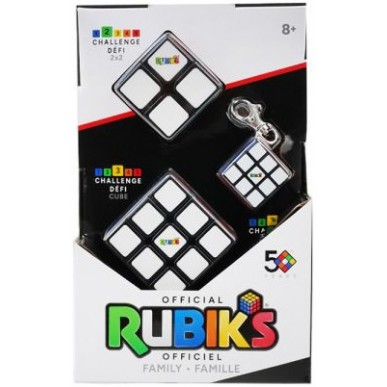 Rubik's - Confezione Famiglia - Cubo 3x3, Cubo 2x2, Cubo 3x3 Portachiavi