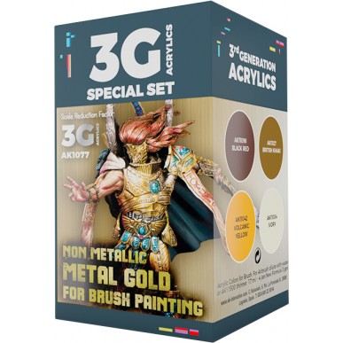 AK - Set di Pittura Non Metallic Metal: Gold for Brush Painting - AK1077