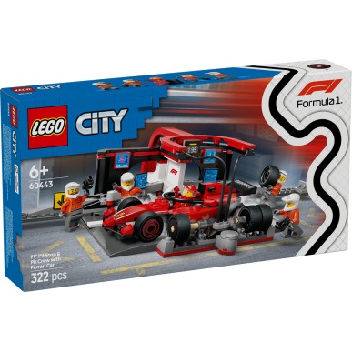 LEGO City - 60443 - Pitstop e Meccanici con Monoposto Ferrari F1