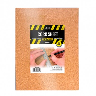 AK Diorama - Cork Sheets - Fine Grained (200 x 300 x 3mm) - AK8048