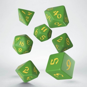 Q Workshop - Set di 7 Dadi misti - Classic Runic Verde e Giallo Dadi 2