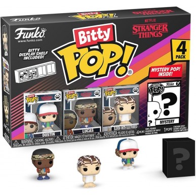 Funko Bitty Pop - Stranger Things 4 Pack - Dustin / Lucas / Eleven (with Electrodes) / Mystery