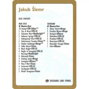 Jakub Šlemr Decklist