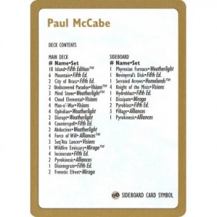 Paul McCabe Decklist
