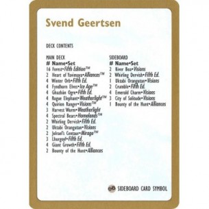 Svend Geertsen Decklist