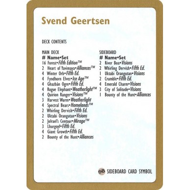 Svend Geertsen Decklist