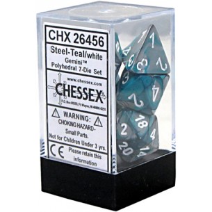 Chessex - Set 7 Dadi - Gemini Steel-Teal w/White 2