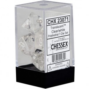 Chessex - Set 7 Dadi - Translucent Clear/White 2