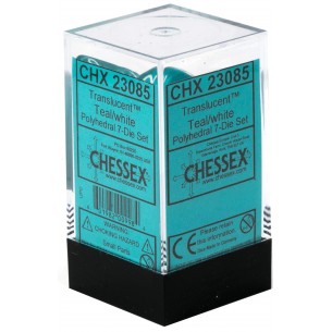 Chessex - Set 7 Dadi - Translucent Teal/White 2