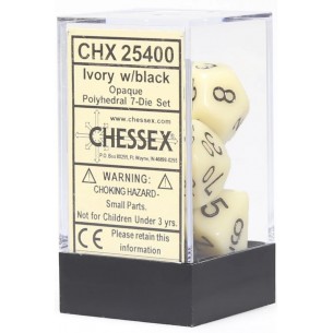 Chessex - Set 7 Dadi - Opaque Ivory/Black 2