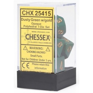 Chessex - Set 7 Dadi - Opaque Dusty Green/Gold 2
