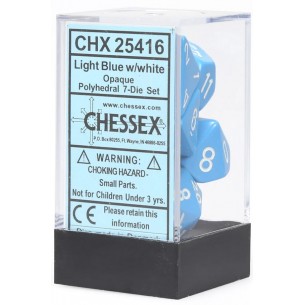 Chessex - Set 7 Dadi - Opaque Light Blue/White 2
