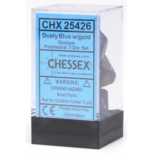 Chessex - Set 7 Dadi - Opaque Dusty Blue/Gold 2