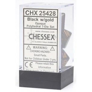 Chessex - Set 7 Dadi - Opaque Black/Gold 2