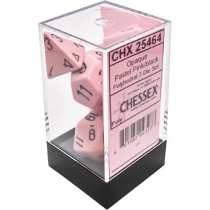 Chessex - Set 7 Dadi - Opaque Pastel Pink/Black 2