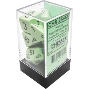 Chessex - Set 7 Dadi - Opaque Pastel Green/Black 2