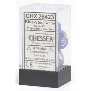 Chessex - Set 7 Dadi - Gemini Blue/Steel/White 2