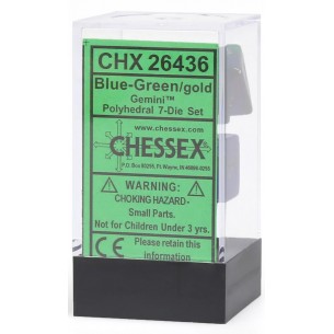 Chessex - Set 7 Dadi - Gemini Blue/Green/Gold 2