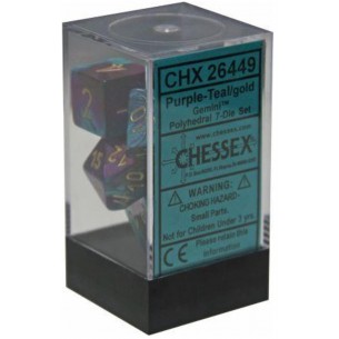Chessex - Set 7 Dadi - Gemini Purple/Teal/Gold 2