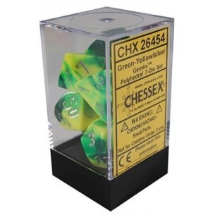 Chessex - Set 7 Dadi - Gemini Green/Yellow/Silver 2