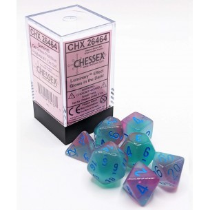 Chessex - Set 7 Dadi - Gemini Luminary Gel Green/Pink/Blue 2