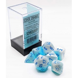 Chessex - Set 7 Dadi - Gemini Luminary Pearl Turquoise/White/Blue 2