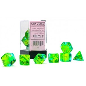 Chessex - Set 7 Dadi - Gemini Translucent Green/Teal/Yellow 2