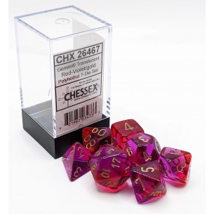 Chessex - Set 7 Dadi - Gemini Translucent Red/Violet/Gold 2