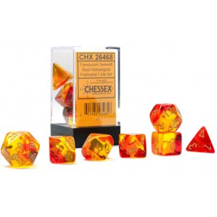 Chessex - Set 7 Dadi - Gemini Translucent Red/Yellow/Gold 2
