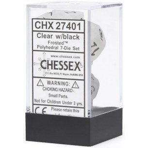 Chessex - Set 7 Dadi - Frosted Clear/Black 2