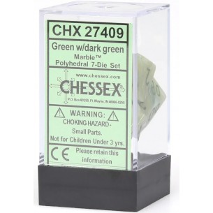 Chessex - Set 7 Dadi - Marble Green/Dark Green 2
