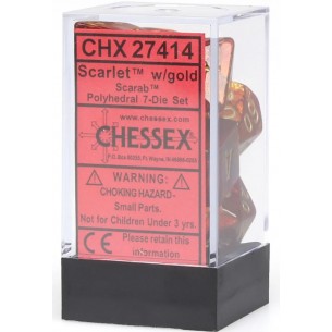 Chessex - Set 7 Dadi - Scarab Scarlet/Gold 2