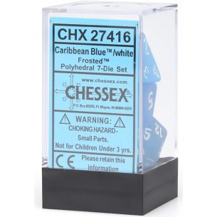 Chessex - Set 7 Dadi - Frosted Carebbean Blue/White 2