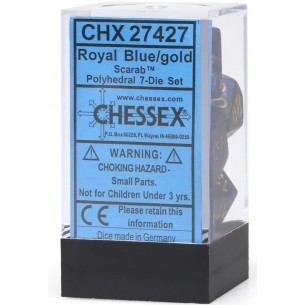 Chessex - Set 7 Dadi - Scarab Royal Blue/Gold 2