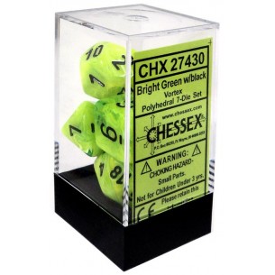 Chessex - Set 7 Dadi - Vortex Bright Green/Black 2