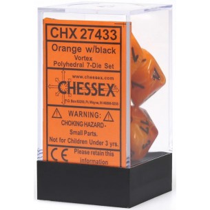 Chessex - Set 7 Dadi - Vortex Bright Orange/Black 2