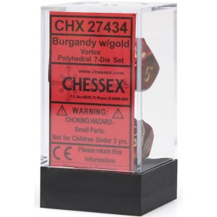 Chessex - Set 7 Dadi - Vortex Bright Burgundy/Gold 2