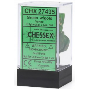 Chessex - Set 7 Dadi - Vortex Bright Green/Gold 2