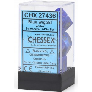 Chessex - Set 7 Dadi - Vortex Bright Blue/Gold 2
