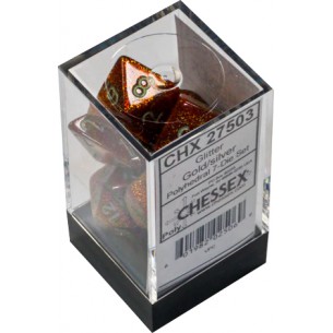 Chessex - Set 7 Dadi - Glitter Gold/Silver 2