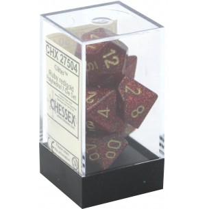 Chessex - Set 7 Dadi - Glitter Ruby/Gold 2