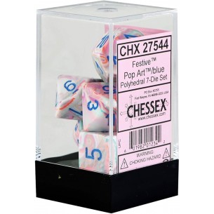 Chessex - Set 7 Dadi - Festive Pop Art/Blue 2