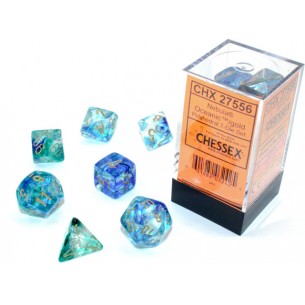 Chessex - Set 7 Dadi - Nebula Luminary Oceanic/Gold 2