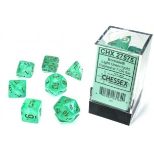 Chessex - Set 7 Dadi - Borealis Luminary Light Green/Gold 2