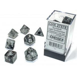 Chessex - Set 7 Dadi - Borealis Luminary Light Smoke/Silver 2