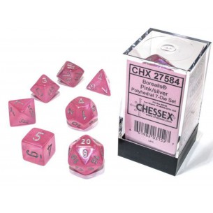 Chessex - Set 7 Dadi - Borealis Luminary Pink/Silver 2